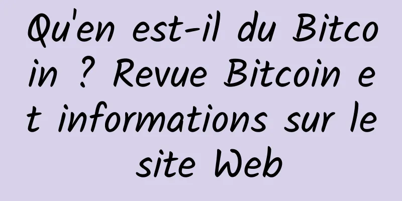 Qu'en est-il du Bitcoin ? Revue Bitcoin et informations sur le site Web