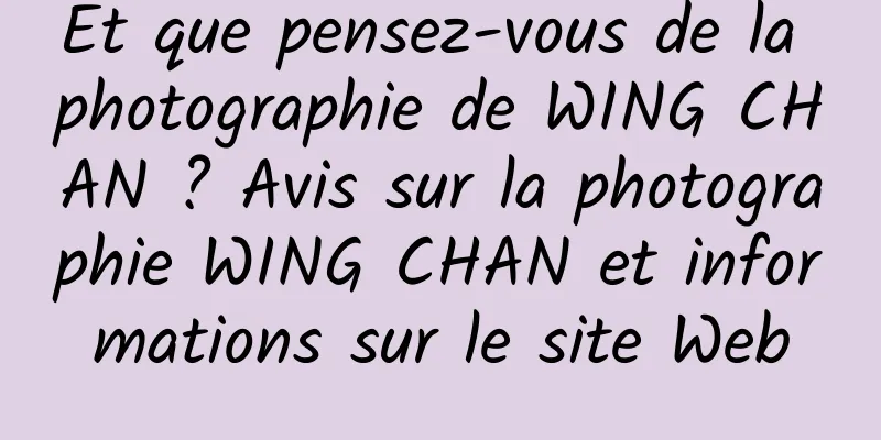 Et que pensez-vous de la photographie de WING CHAN ? Avis sur la photographie WING CHAN et informations sur le site Web