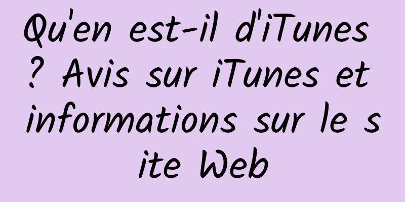 Qu'en est-il d'iTunes ? Avis sur iTunes et informations sur le site Web