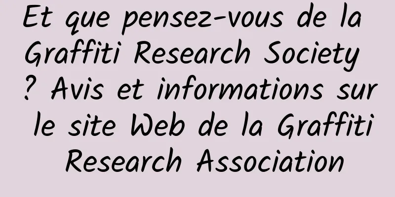 Et que pensez-vous de la Graffiti Research Society ? Avis et informations sur le site Web de la Graffiti Research Association