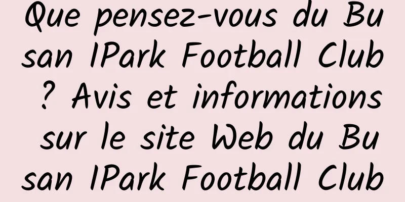 Que pensez-vous du Busan IPark Football Club ? Avis et informations sur le site Web du Busan IPark Football Club