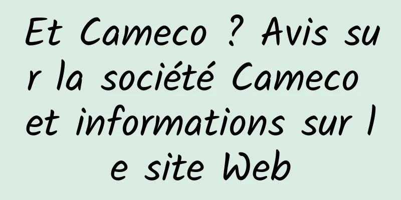 Et Cameco ? Avis sur la société Cameco et informations sur le site Web