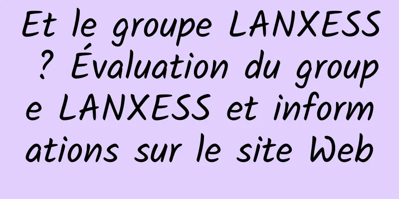 Et le groupe LANXESS ? Évaluation du groupe LANXESS et informations sur le site Web
