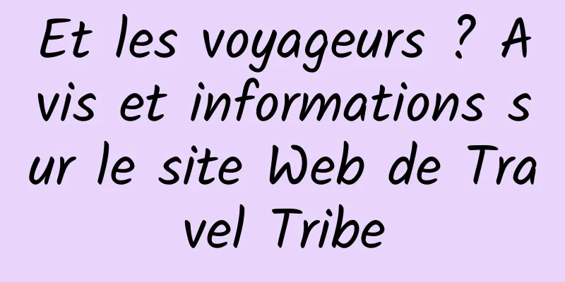 Et les voyageurs ? Avis et informations sur le site Web de Travel Tribe