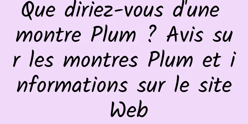 Que diriez-vous d'une montre Plum ? Avis sur les montres Plum et informations sur le site Web