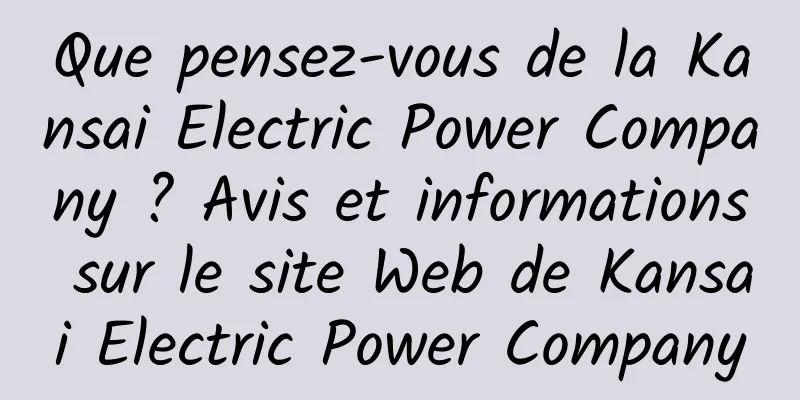 Que pensez-vous de la Kansai Electric Power Company ? Avis et informations sur le site Web de Kansai Electric Power Company