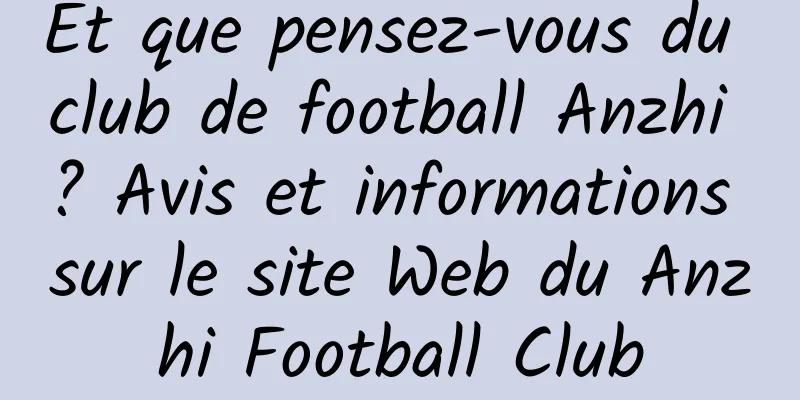 Et que pensez-vous du club de football Anzhi ? Avis et informations sur le site Web du Anzhi Football Club