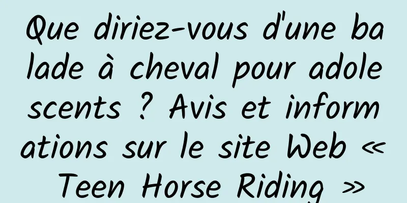 Que diriez-vous d'une balade à cheval pour adolescents ? Avis et informations sur le site Web « Teen Horse Riding »