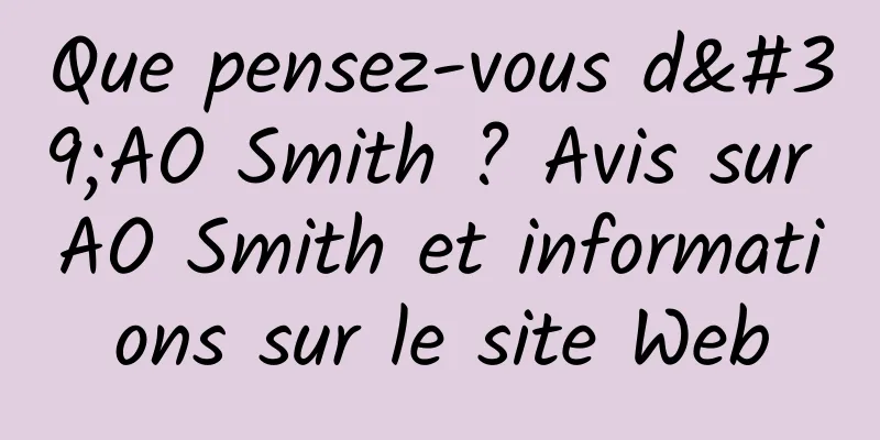 Que pensez-vous d'AO Smith ? Avis sur AO Smith et informations sur le site Web