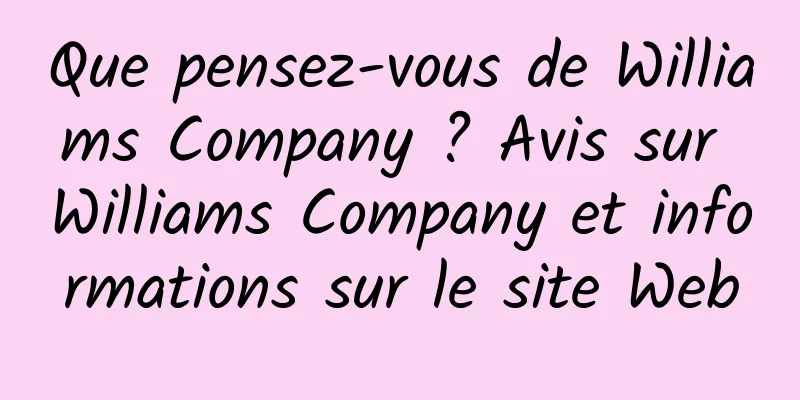 Que pensez-vous de Williams Company ? Avis sur Williams Company et informations sur le site Web