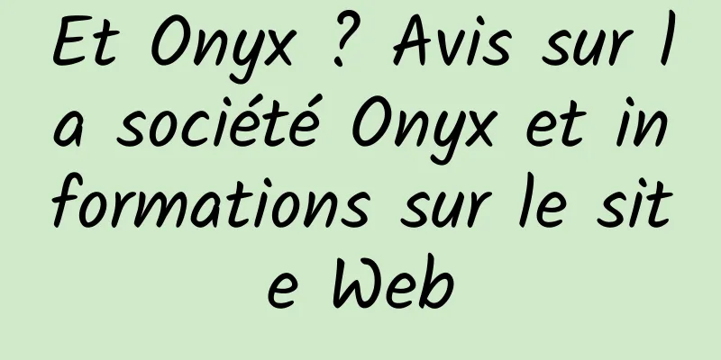 Et Onyx ? Avis sur la société Onyx et informations sur le site Web