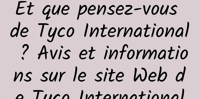 Et que pensez-vous de Tyco International ? Avis et informations sur le site Web de Tyco International