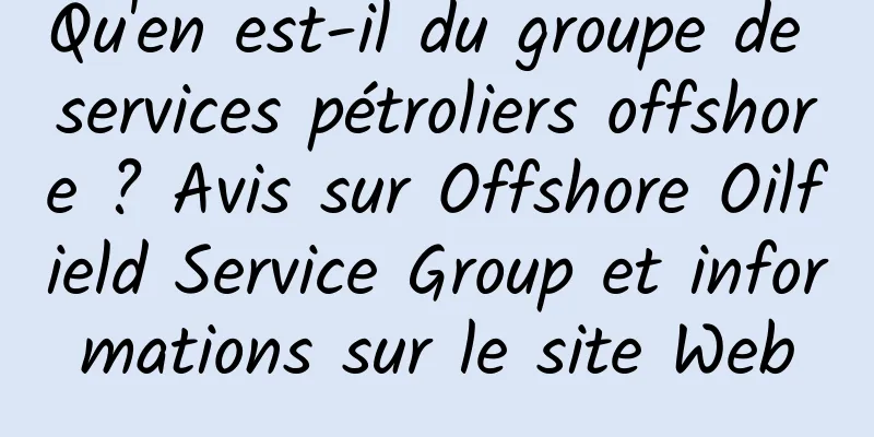 Qu'en est-il du groupe de services pétroliers offshore ? Avis sur Offshore Oilfield Service Group et informations sur le site Web