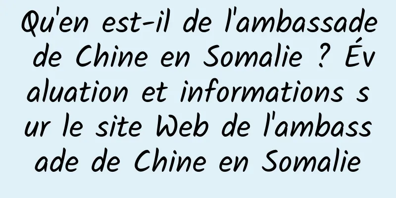 Qu'en est-il de l'ambassade de Chine en Somalie ? Évaluation et informations sur le site Web de l'ambassade de Chine en Somalie