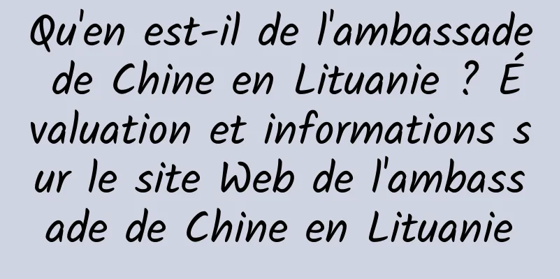 Qu'en est-il de l'ambassade de Chine en Lituanie ? Évaluation et informations sur le site Web de l'ambassade de Chine en Lituanie