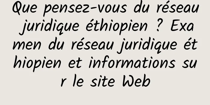 Que pensez-vous du réseau juridique éthiopien ? Examen du réseau juridique éthiopien et informations sur le site Web