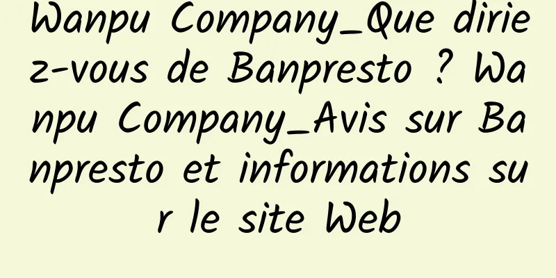 Wanpu Company_Que diriez-vous de Banpresto ? Wanpu Company_Avis sur Banpresto et informations sur le site Web