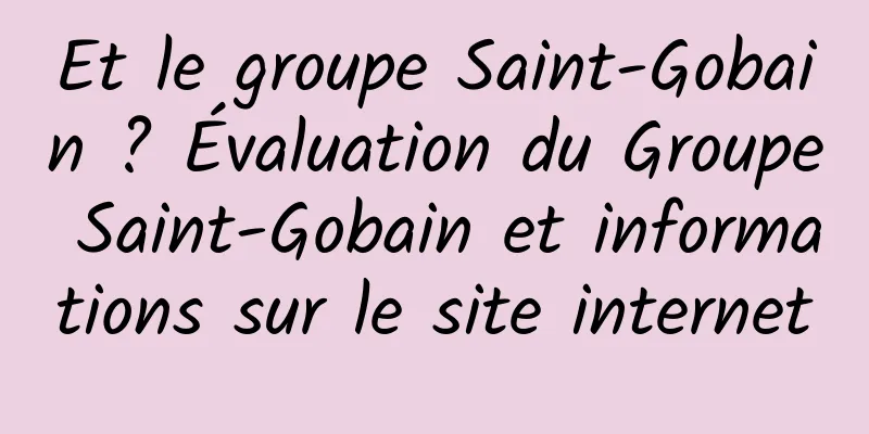 Et le groupe Saint-Gobain ? Évaluation du Groupe Saint-Gobain et informations sur le site internet