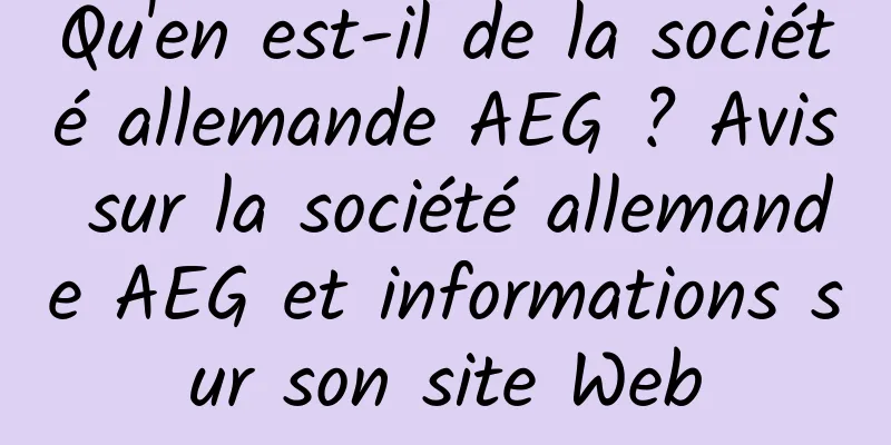 Qu'en est-il de la société allemande AEG ? Avis sur la société allemande AEG et informations sur son site Web