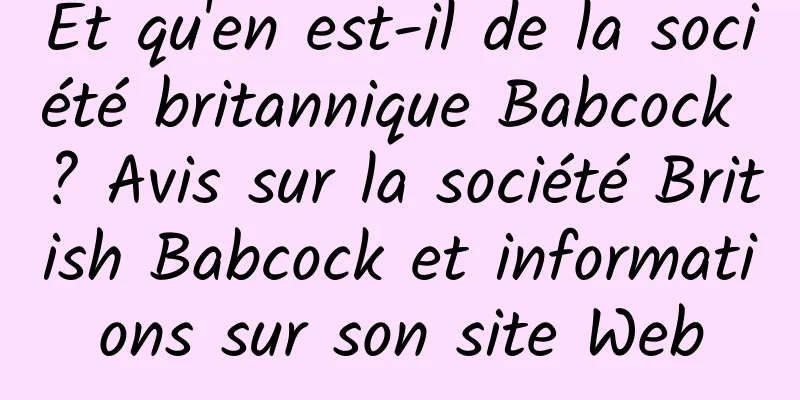 Et qu'en est-il de la société britannique Babcock ? Avis sur la société British Babcock et informations sur son site Web