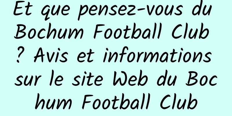 Et que pensez-vous du Bochum Football Club ? Avis et informations sur le site Web du Bochum Football Club