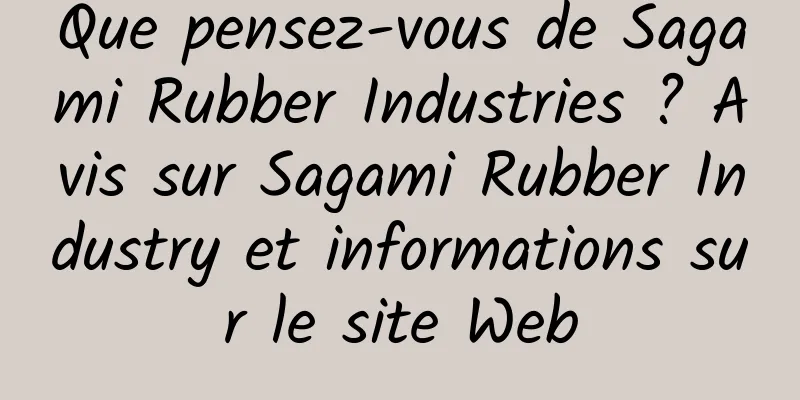 Que pensez-vous de Sagami Rubber Industries ? Avis sur Sagami Rubber Industry et informations sur le site Web