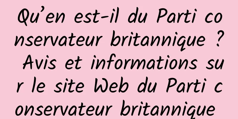 Qu’en est-il du Parti conservateur britannique ? Avis et informations sur le site Web du Parti conservateur britannique 