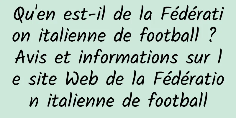 Qu'en est-il de la Fédération italienne de football ? Avis et informations sur le site Web de la Fédération italienne de football