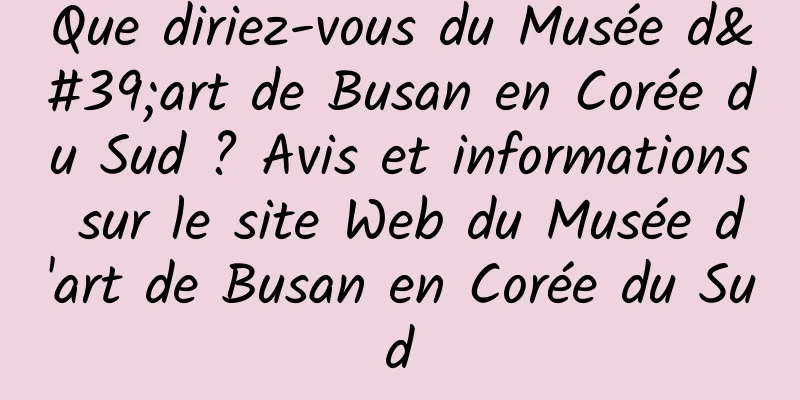 Que diriez-vous du Musée d'art de Busan en Corée du Sud ? Avis et informations sur le site Web du Musée d'art de Busan en Corée du Sud