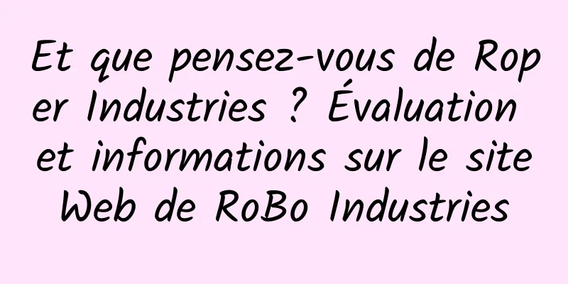 Et que pensez-vous de Roper Industries ? Évaluation et informations sur le site Web de RoBo Industries 