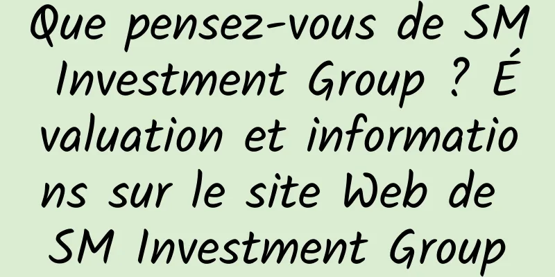 Que pensez-vous de SM Investment Group ? Évaluation et informations sur le site Web de SM Investment Group