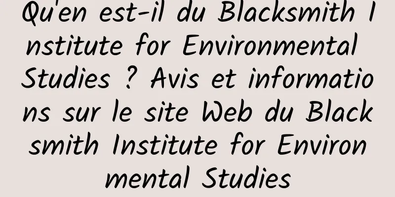 Qu'en est-il du Blacksmith Institute for Environmental Studies ? Avis et informations sur le site Web du Blacksmith Institute for Environmental Studies