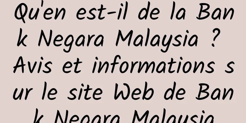 Qu'en est-il de la Bank Negara Malaysia ? Avis et informations sur le site Web de Bank Negara Malaysia