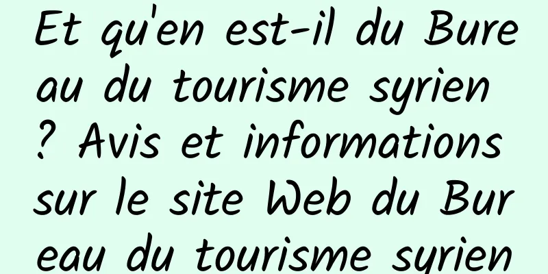 Et qu'en est-il du Bureau du tourisme syrien ? Avis et informations sur le site Web du Bureau du tourisme syrien