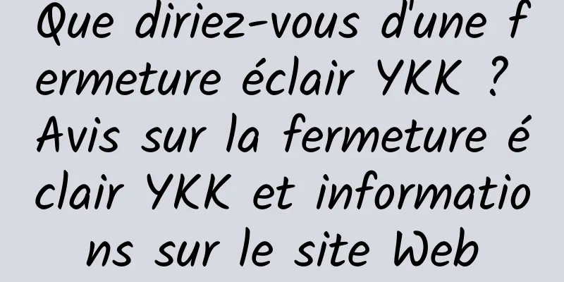 Que diriez-vous d'une fermeture éclair YKK ? Avis sur la fermeture éclair YKK et informations sur le site Web