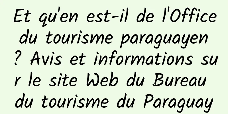 Et qu'en est-il de l'Office du tourisme paraguayen ? Avis et informations sur le site Web du Bureau du tourisme du Paraguay
