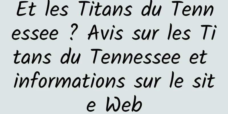 Et les Titans du Tennessee ? Avis sur les Titans du Tennessee et informations sur le site Web