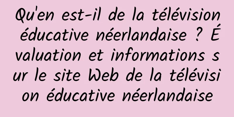 Qu'en est-il de la télévision éducative néerlandaise ? Évaluation et informations sur le site Web de la télévision éducative néerlandaise