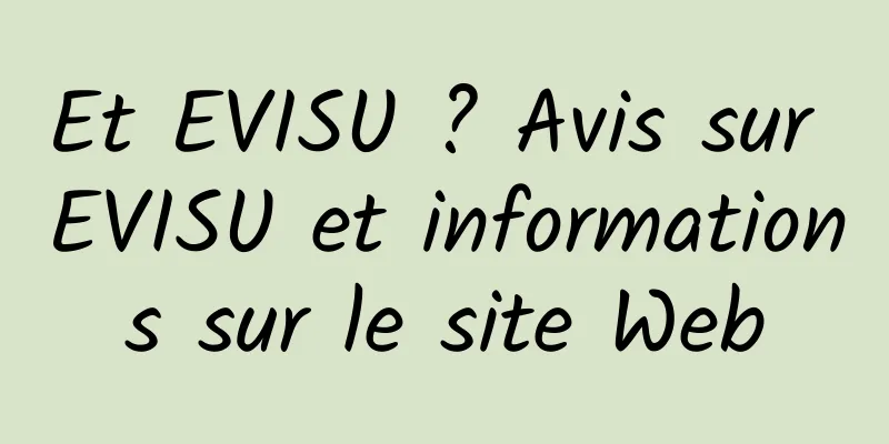 Et EVISU ? Avis sur EVISU et informations sur le site Web