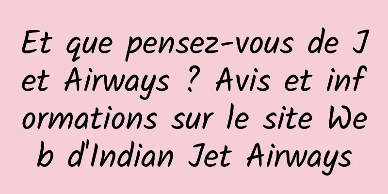 Et que pensez-vous de Jet Airways ? Avis et informations sur le site Web d'Indian Jet Airways