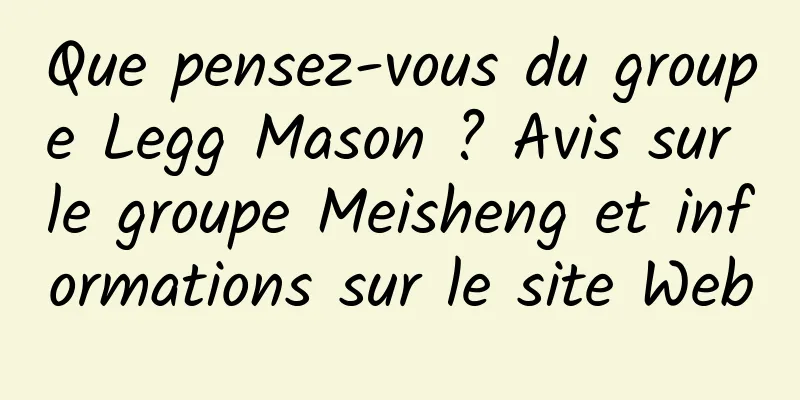Que pensez-vous du groupe Legg Mason ? Avis sur le groupe Meisheng et informations sur le site Web