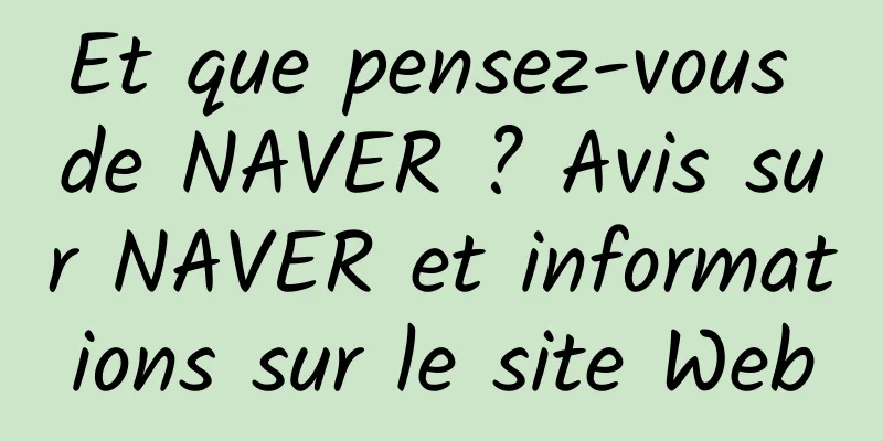 Et que pensez-vous de NAVER ? Avis sur NAVER et informations sur le site Web