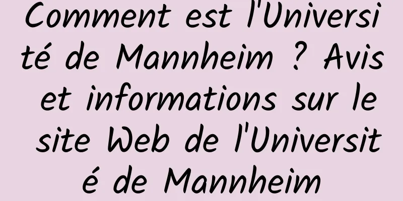 Comment est l'Université de Mannheim ? Avis et informations sur le site Web de l'Université de Mannheim