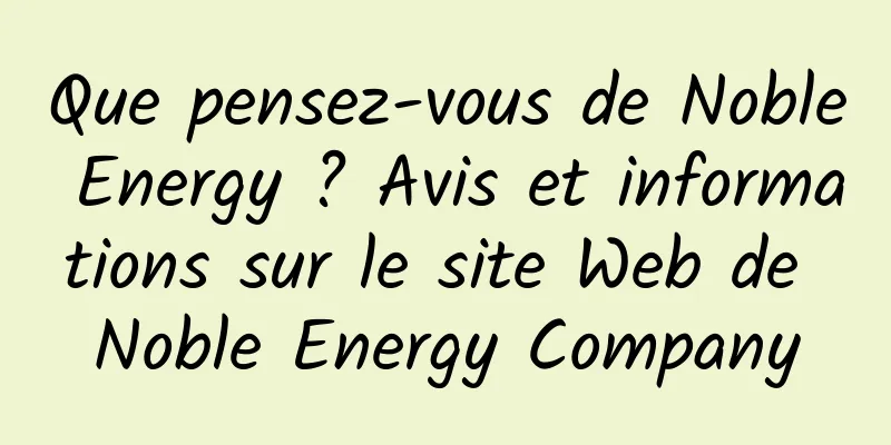 Que pensez-vous de Noble Energy ? Avis et informations sur le site Web de Noble Energy Company