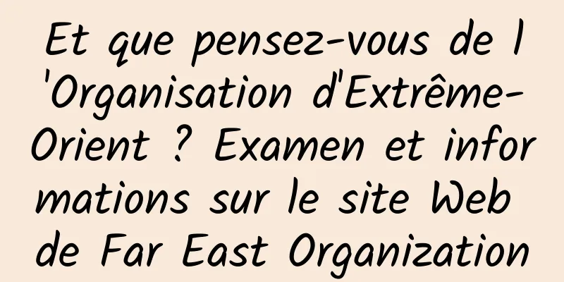 Et que pensez-vous de l'Organisation d'Extrême-Orient ? Examen et informations sur le site Web de Far East Organization