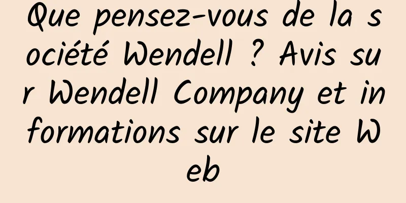 Que pensez-vous de la société Wendell ? Avis sur Wendell Company et informations sur le site Web