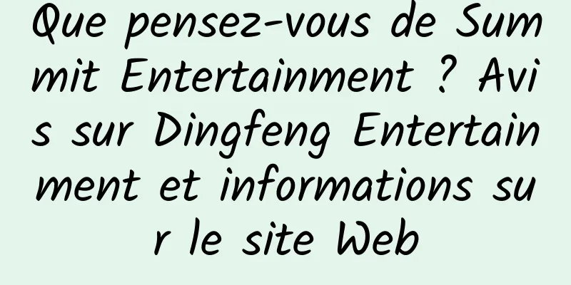 Que pensez-vous de Summit Entertainment ? Avis sur Dingfeng Entertainment et informations sur le site Web