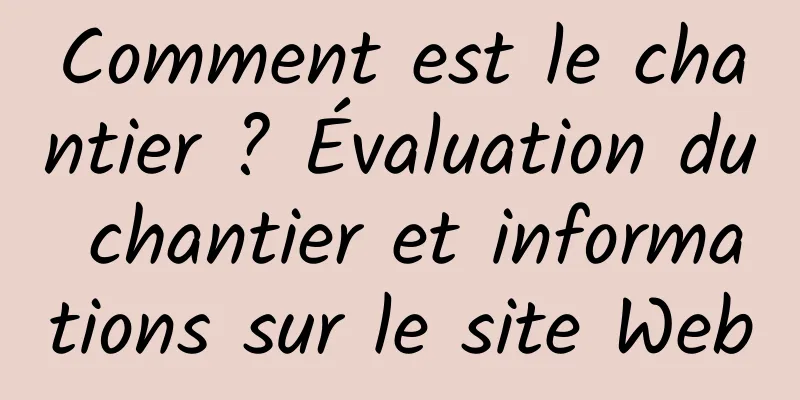 Comment est le chantier ? Évaluation du chantier et informations sur le site Web