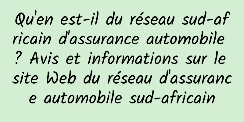 Qu'en est-il du réseau sud-africain d'assurance automobile ? Avis et informations sur le site Web du réseau d'assurance automobile sud-africain
