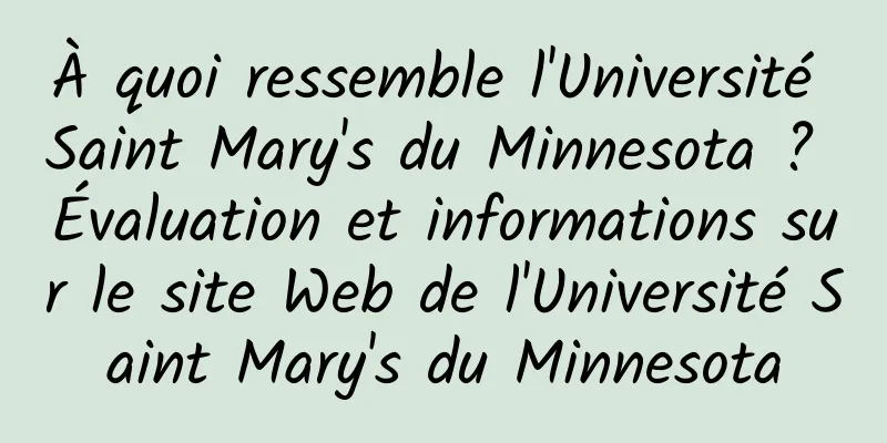 À quoi ressemble l'Université Saint Mary's du Minnesota ? Évaluation et informations sur le site Web de l'Université Saint Mary's du Minnesota